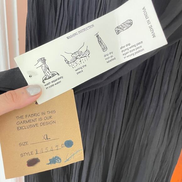 Karavan Boho Maxi Dress XL NWT Sheer Sleeves Gold Embroidery India Festival Goth - Picture 4 of 12